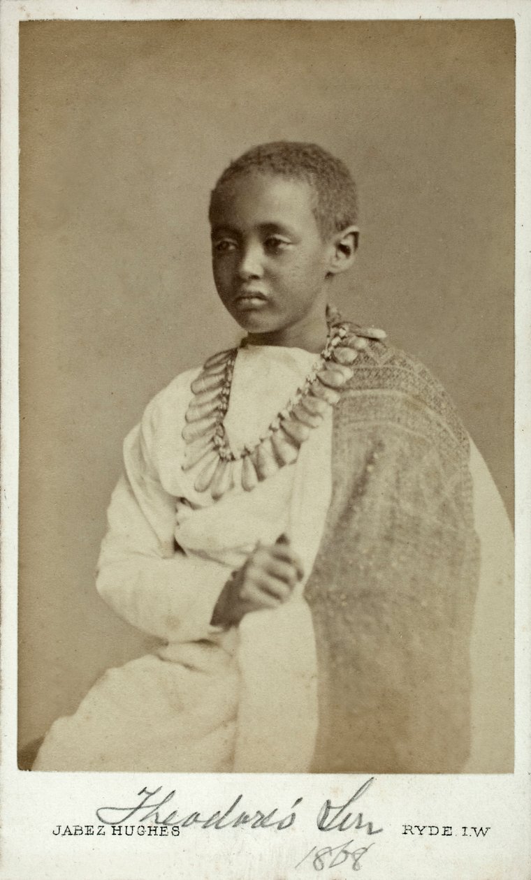 Prins Alamayu, sønn av keiser Theodor II av Abyssinia, Ryde, England, 1868 (albumtrykk) av Cornelius Jabez Hughes