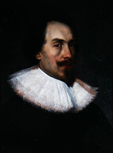 Ukjent herre i hvit krage (olje på panel) av Cornelius Jansen