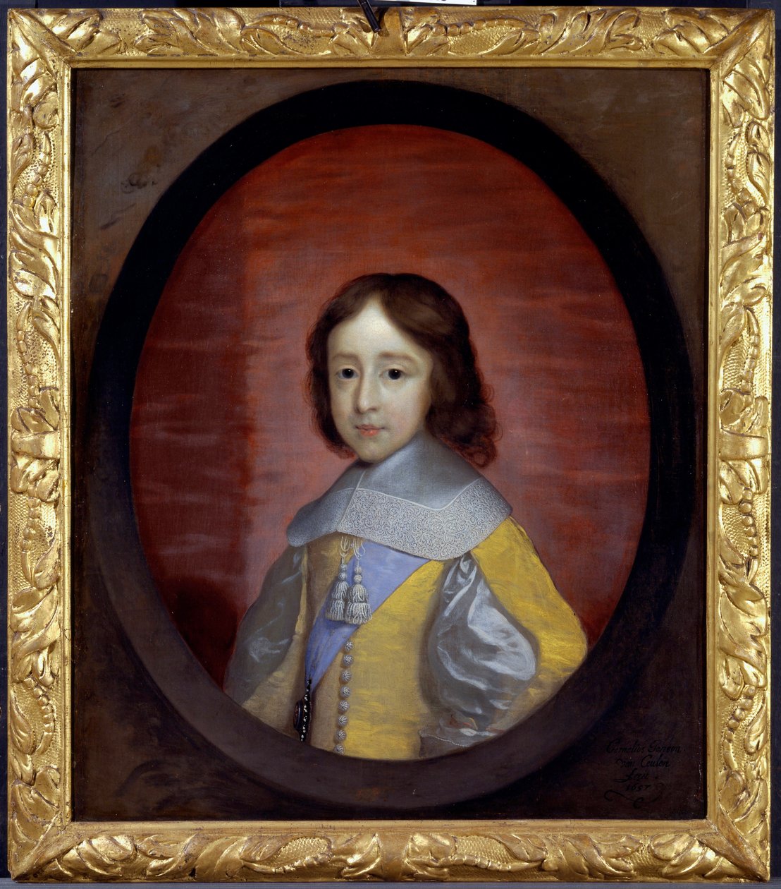 Portrett av William III av Orange Nassau (1650-1702) (William III av England), barn (William III, Prince of Orange, som barn) - Maleri av Cornelis Janssens van Ceulen (1593-1661), olje på tre av Cornelius Janssen van Ceulen