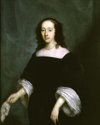 Portrett av en dame som holder en fjær av Cornelius Janssen van Ceulen