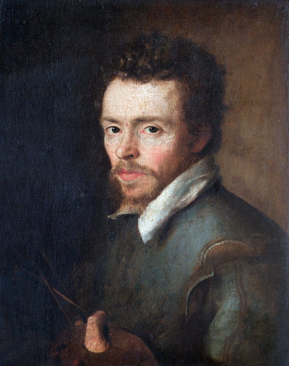 Selvportrett av en ukjent maler med palett og børster, 1596 av Cornelius Ketel