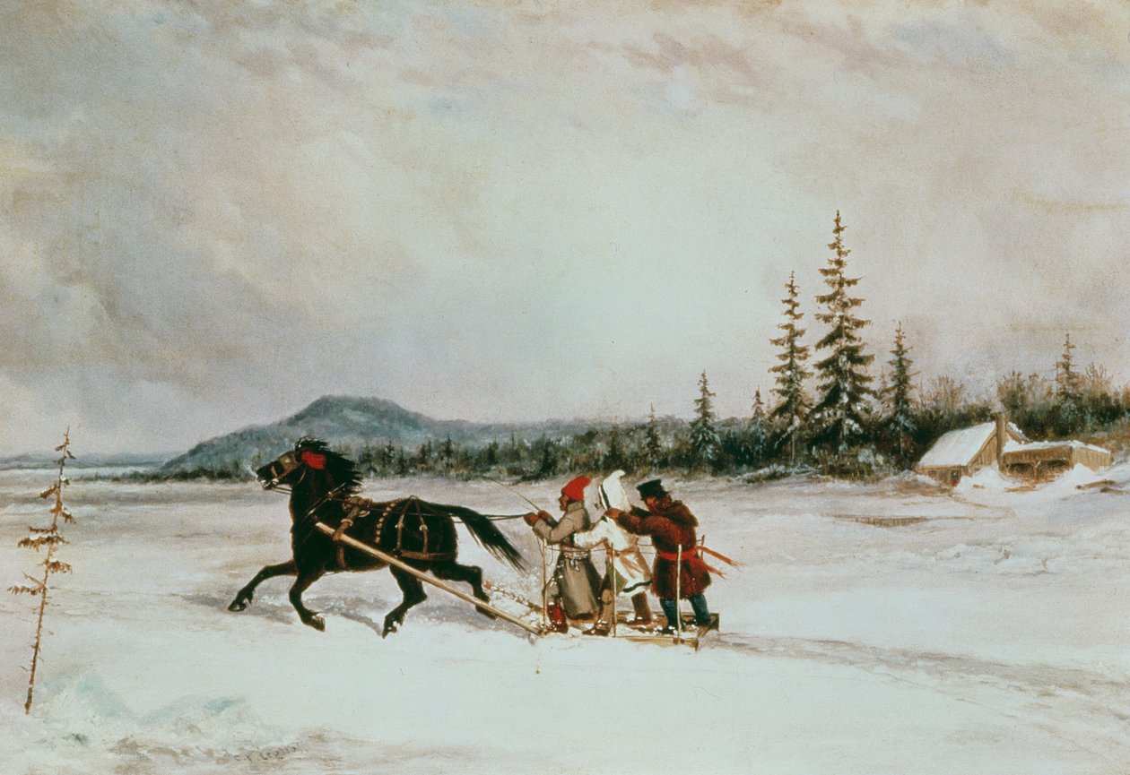 Beboere Slede, ca. 1855 av Cornelius Krieghoff