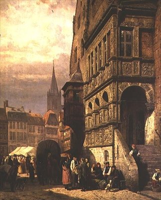 Rådhus og markedsplass, Halberstadt av Cornelius Springer