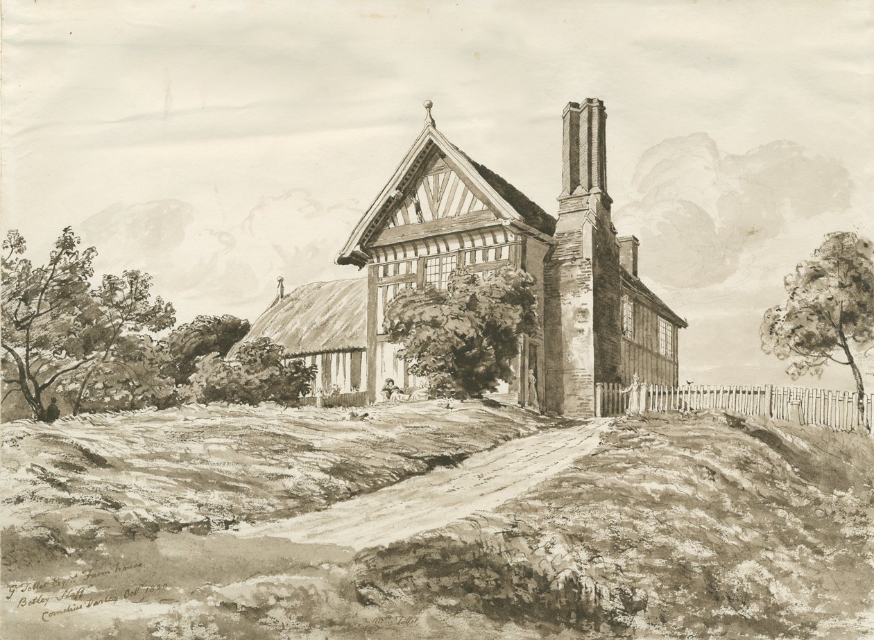 Betley - Farmhouse: penn- og sepia-tegning, oktober 1820 (tegning) av Cornelius Varley