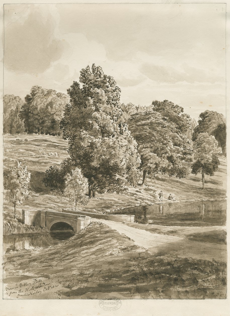 Betley Park: sepia vasketegning, oktober 1820 (tegning) av Cornelius Varley