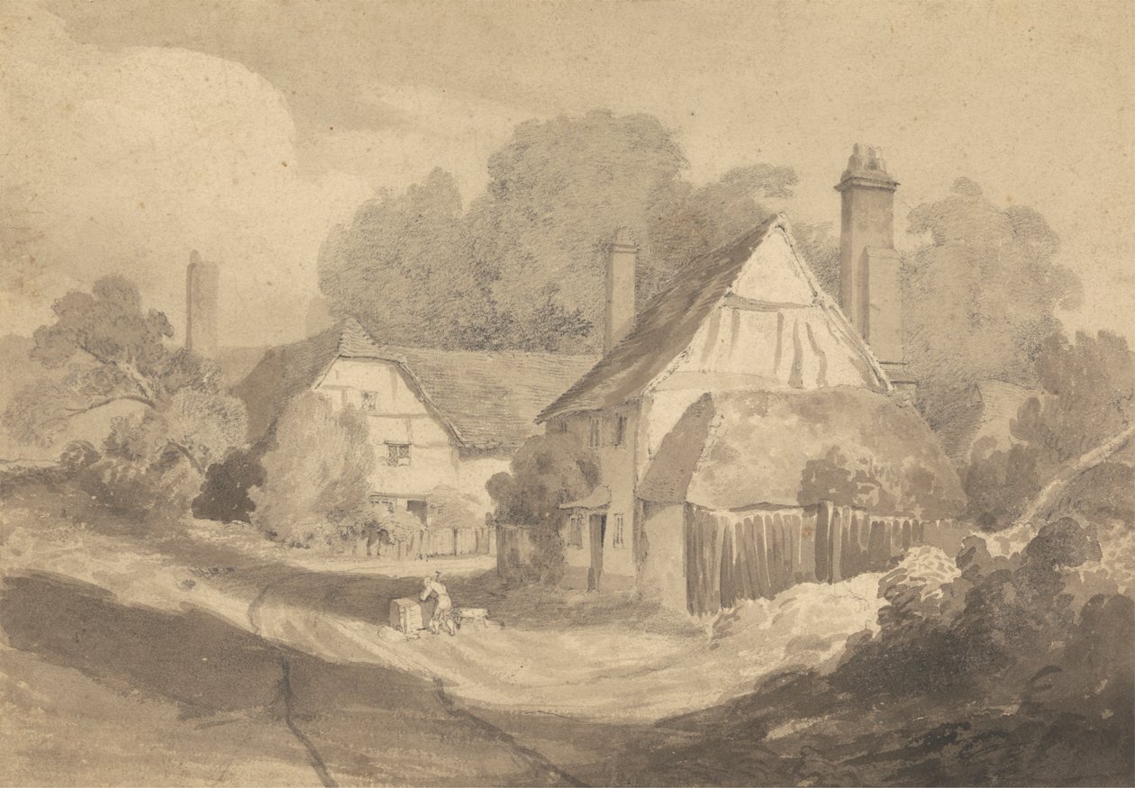 Hytter ved Letherhead Surrey av Cornelius Varley