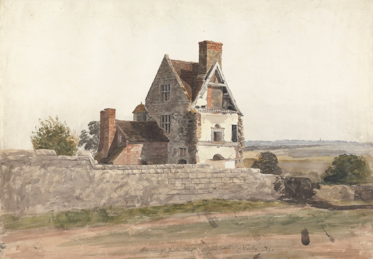 Rester av Purton Hall, Staffordshire av Cornelius Varley
