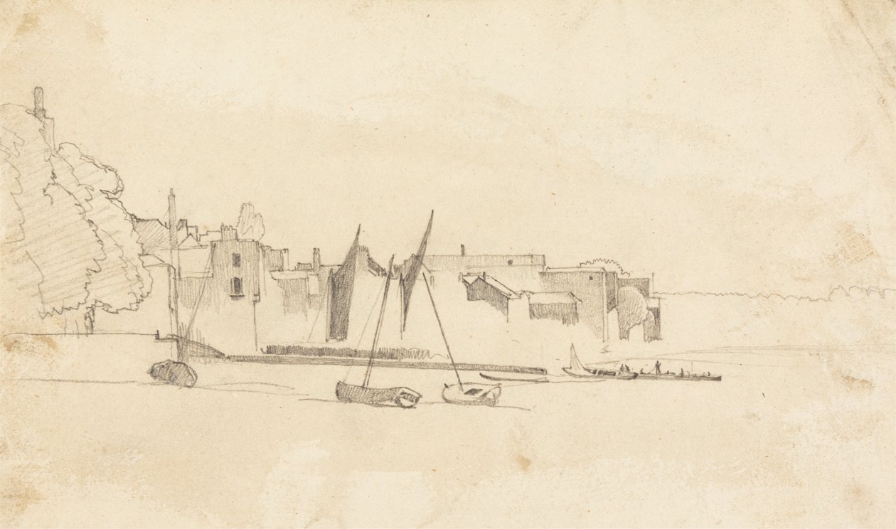 Småbåter i havnen av Cornelius Varley