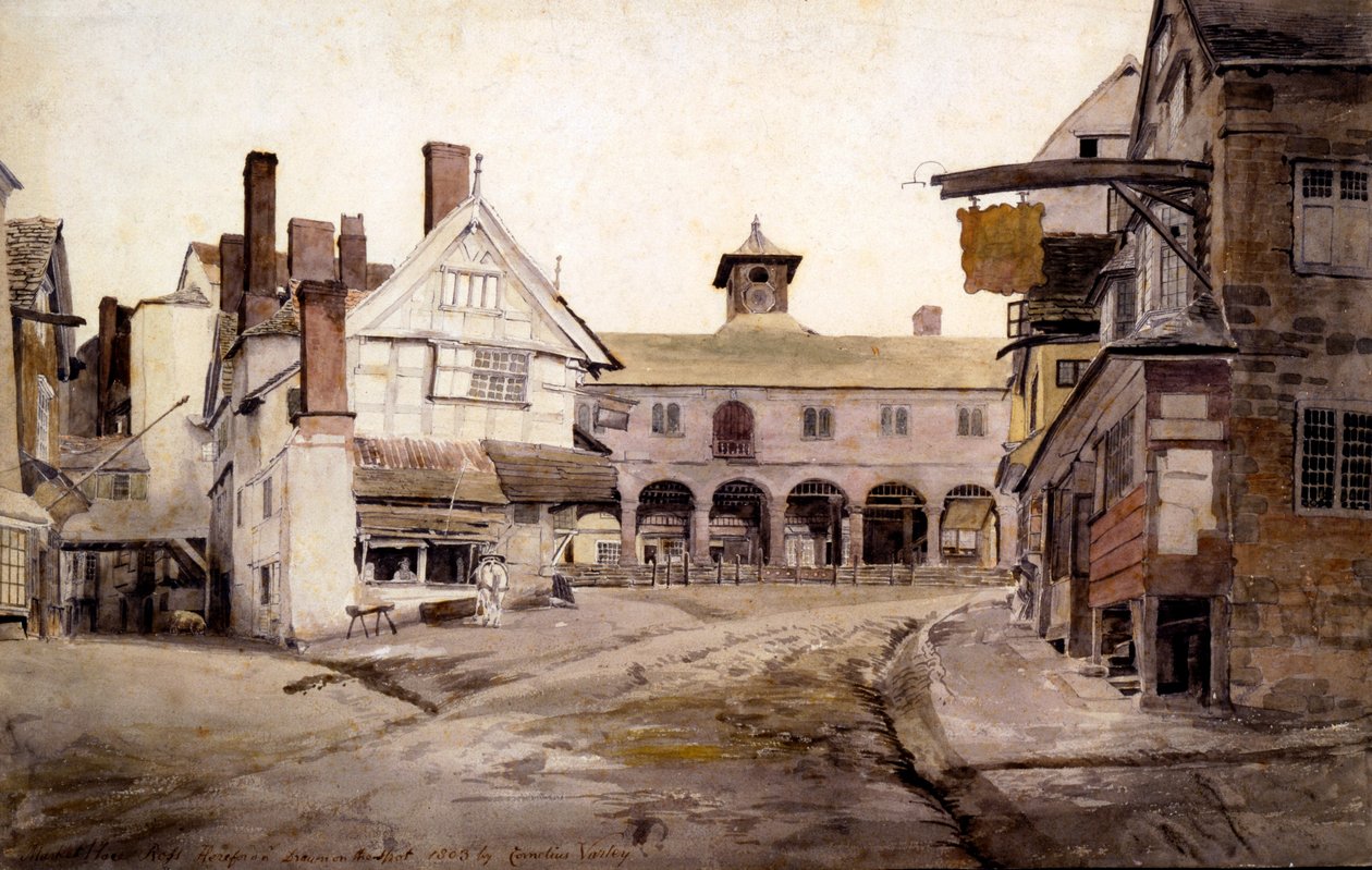 The Market Place, Ross, Hertfordshire, 1803 av Cornelius Varley