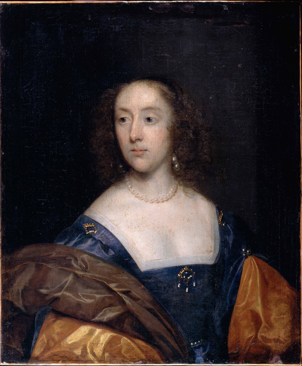 Portrett av en dame i blått av Cornelius the elder Johnson