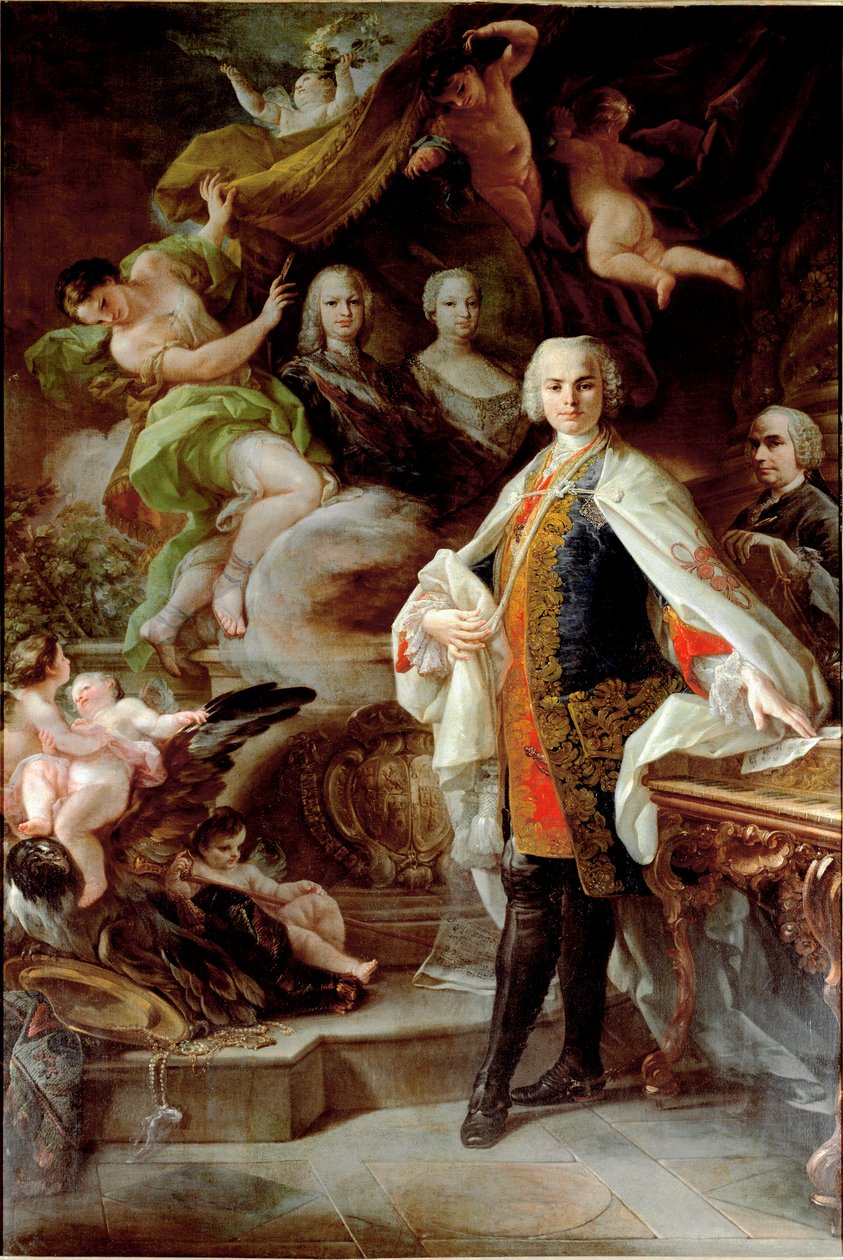 Portrett av den italienske kastraten Carlo Farinelli (kjent som Carlo Broschi av Corrado Giacquinto