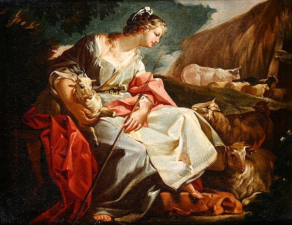 Rebecca som gjeterinne (olje på lerret) av Corrado Giaquinto