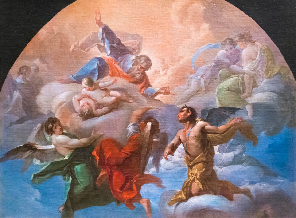 Satan foran Gud, ca. 1750 (olje på lerret) av Corrado Giaquinto