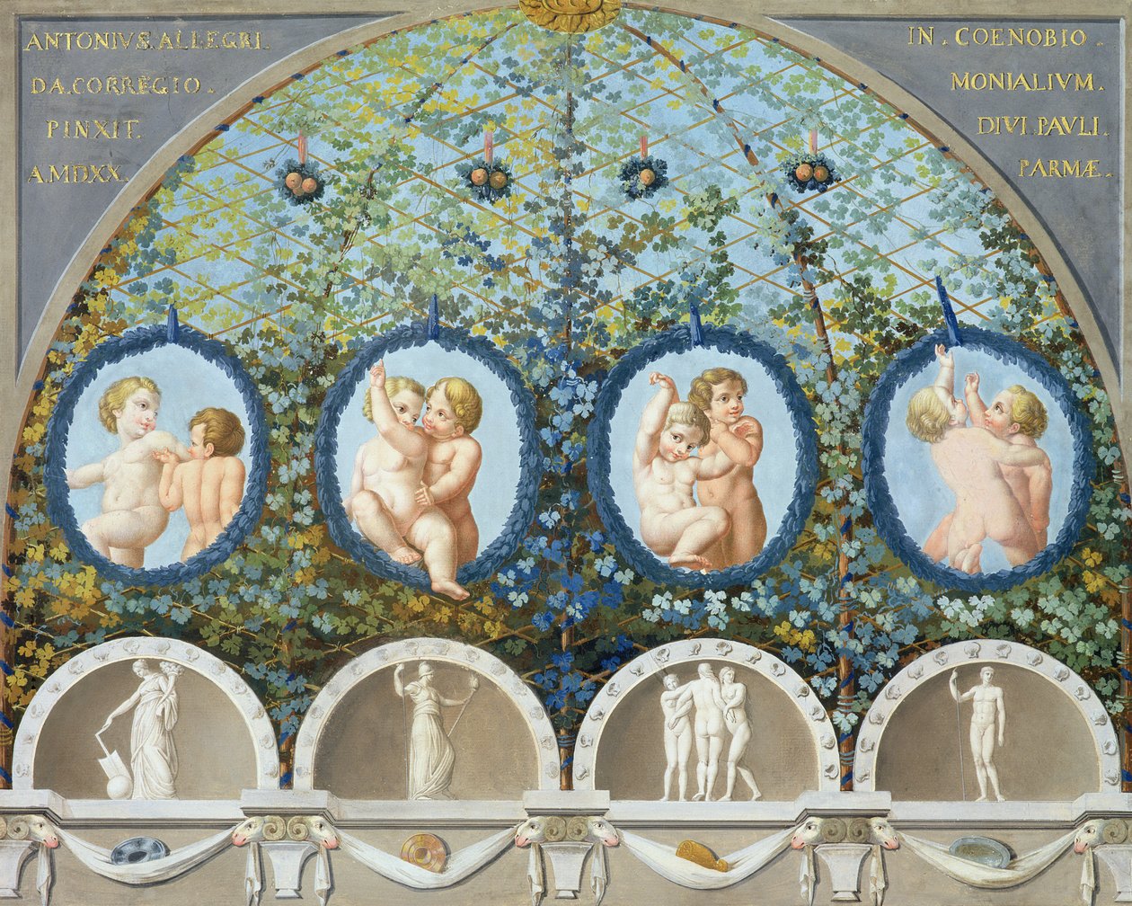 Design for a Ceiling Fresco, publisert ca. 1780 (gouache, blekk og wc på et etset bunn) (se også 192025-027) av Antonio da Correggio