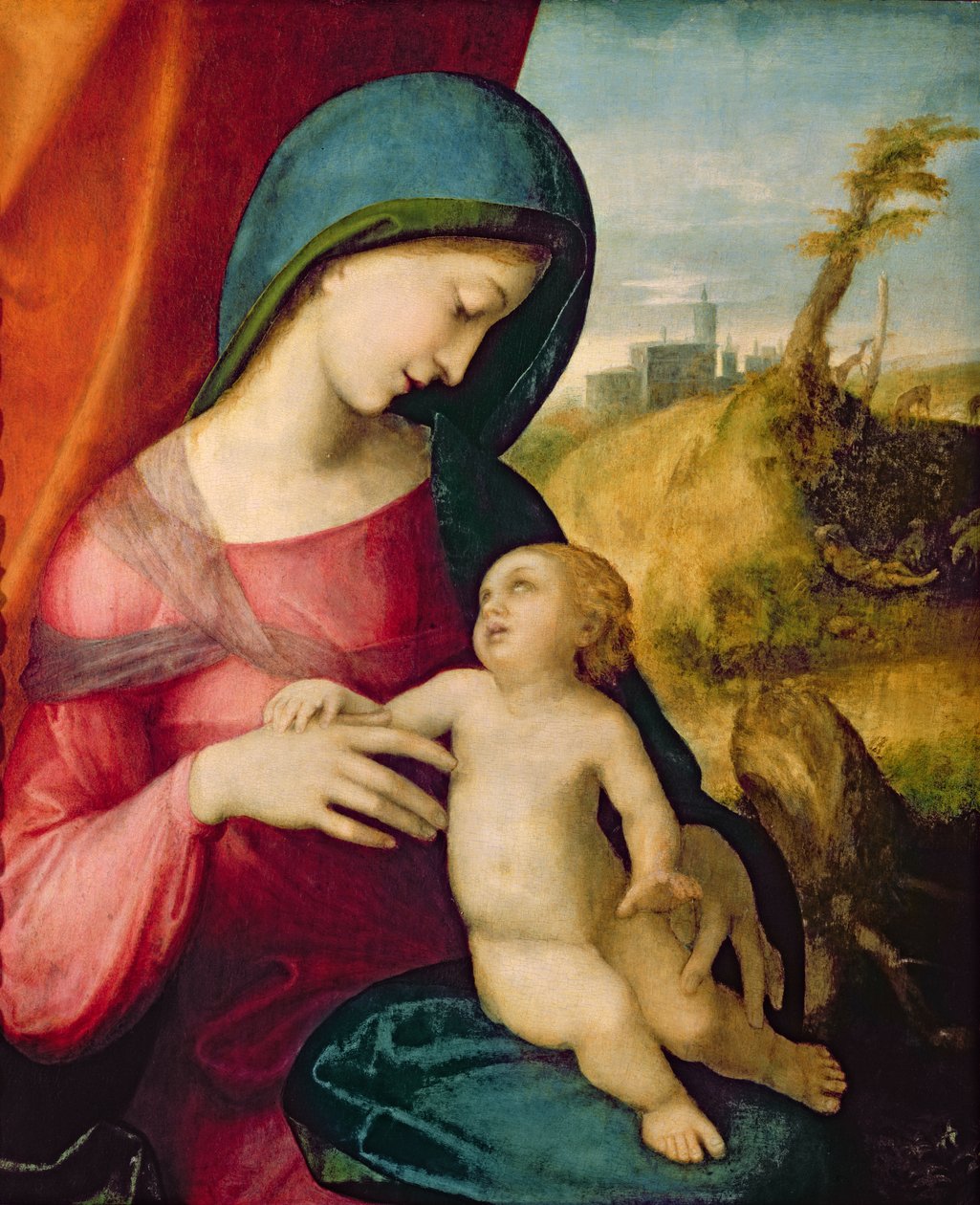 Madonna og barn, 1512-14 av Antonio da Correggio