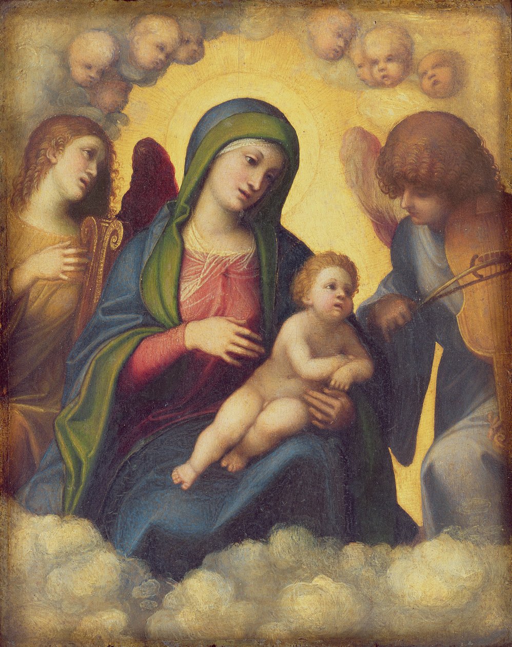 Madonna og barn og barn i herlighet, ca. 1520 av Antonio da Correggio