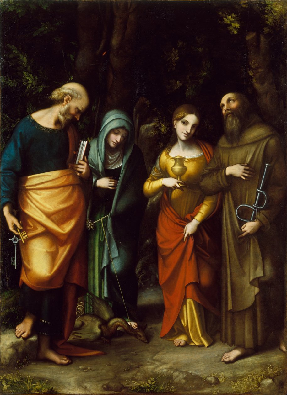 De hellige Peter, Marta, Maria Magdalena og Leonard, ca. 1515-7 av Antonio da Correggio