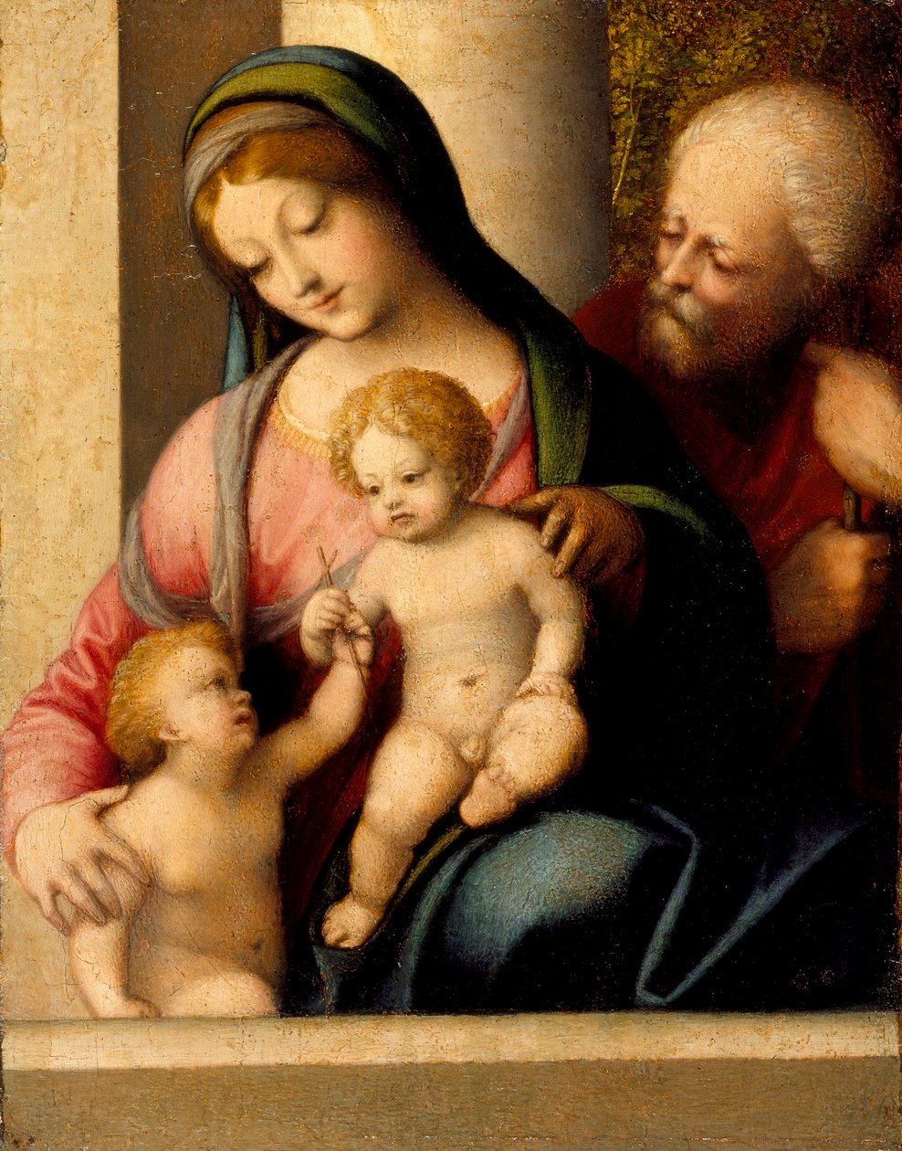 Den hellige familie med spedbarnet Døperen Johannes, ca. 1515 av Antonio da Correggio