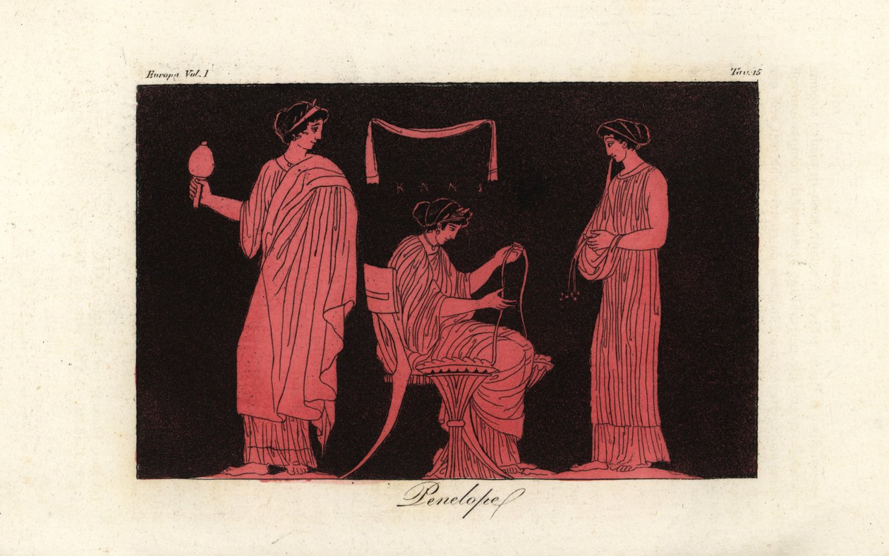 En skildring av Penelope, kona til Odysseus, med hennes ledsagere av Corsi Corsi