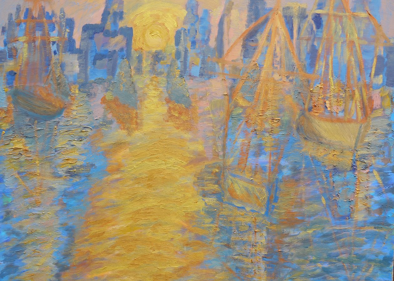Londons skyline, høye skip og Thames-barrieren av Cosima Duggal