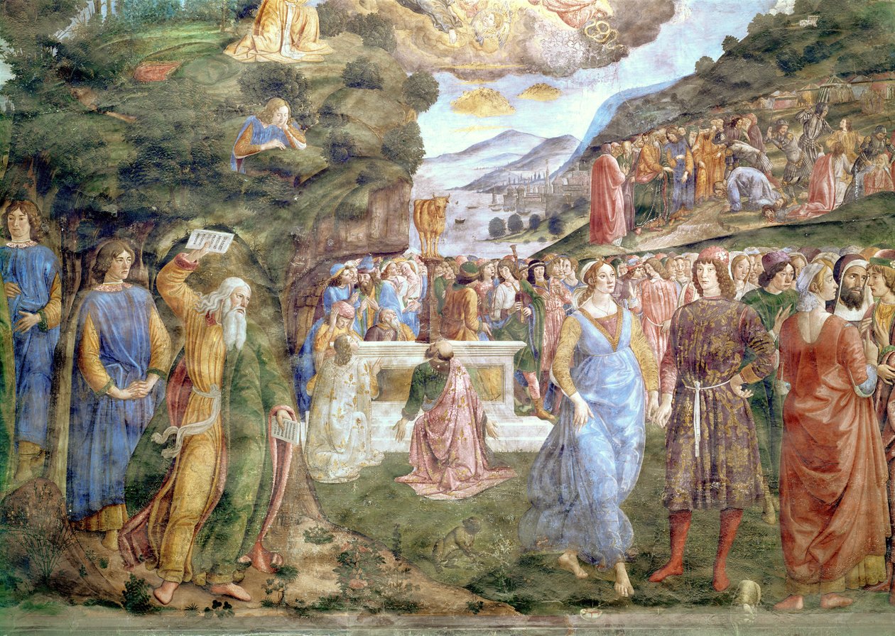 Tilbedelsen av gullkalven, fra Det sixtinske kapell av Cosimo Rosselli