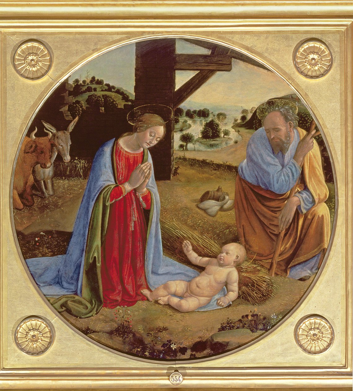 The Nativity (tempera på panel) av Cosimo Rosselli