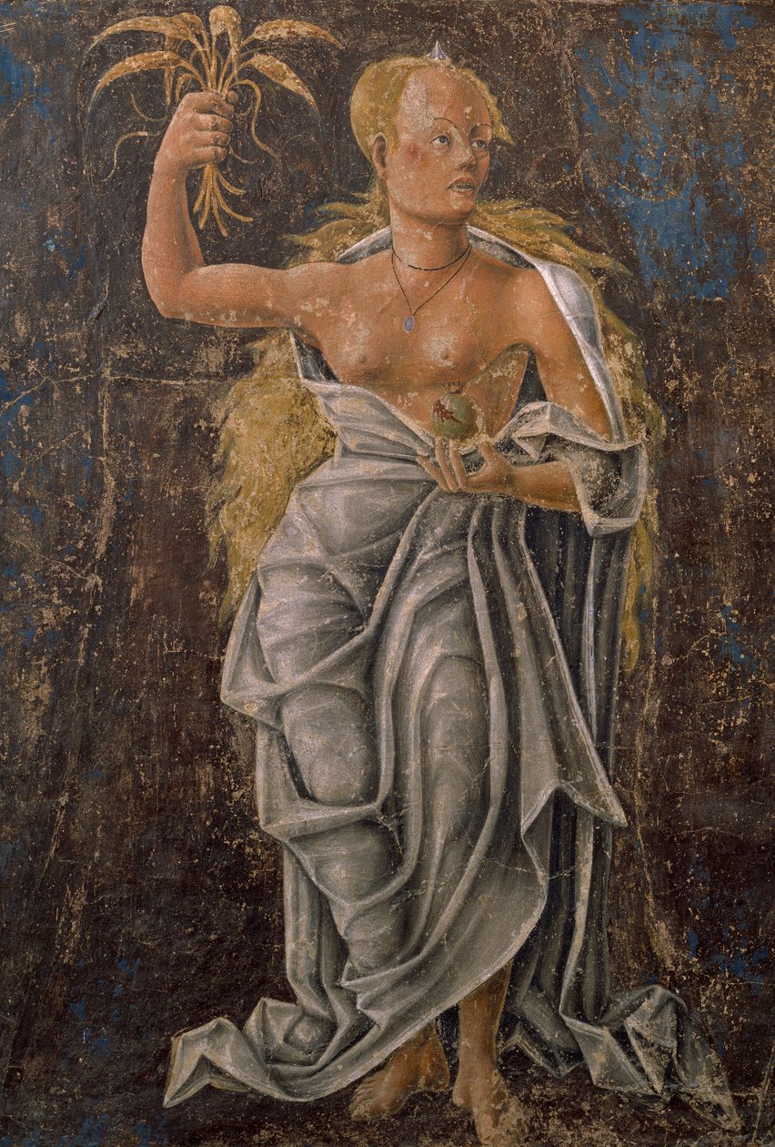 Dean, detalj Virgin of the Sign, scene fra august måned, tilskrevet Cosimo Tura av Cosimo (attr. to) Tura