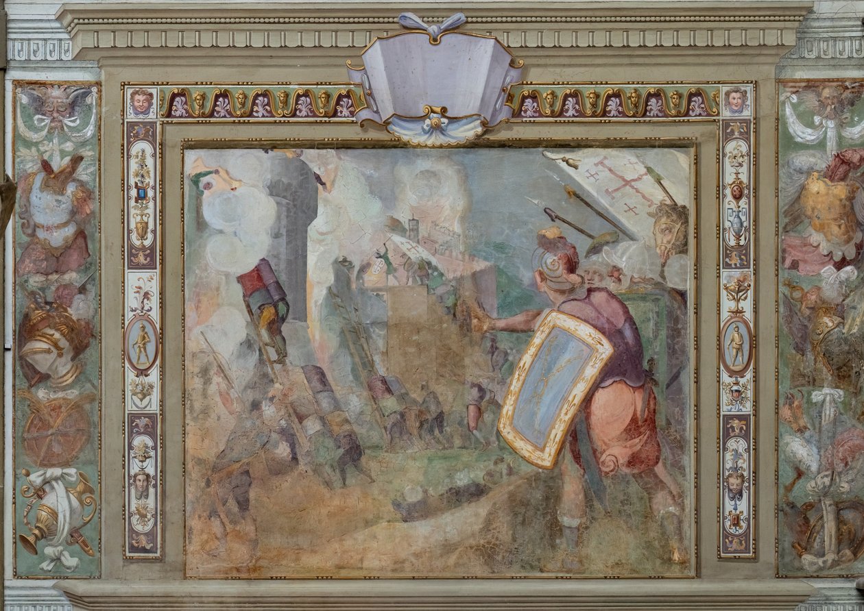 Erobringen av Jerusalem av Godfred av Bouillon, ca. 1589–94 (fresko) av Cosimo Daddi