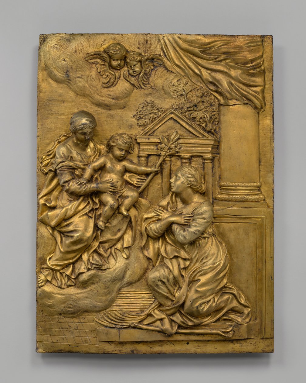 Jomfruen og barnet viser seg for Saint Martina, ca. 1650. av Cosimo Fancelli