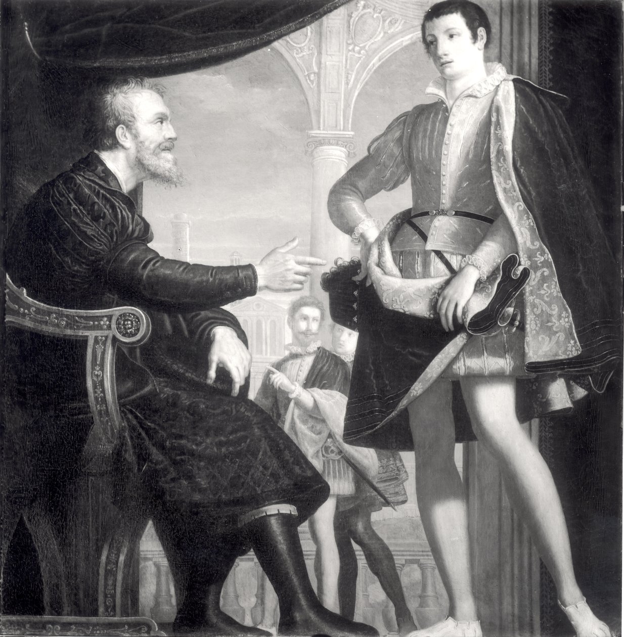 Michelangelo (1475-1564) og Francesco I (1541-87) de Medici av Cosimo Gamberucci or Gambaruccio