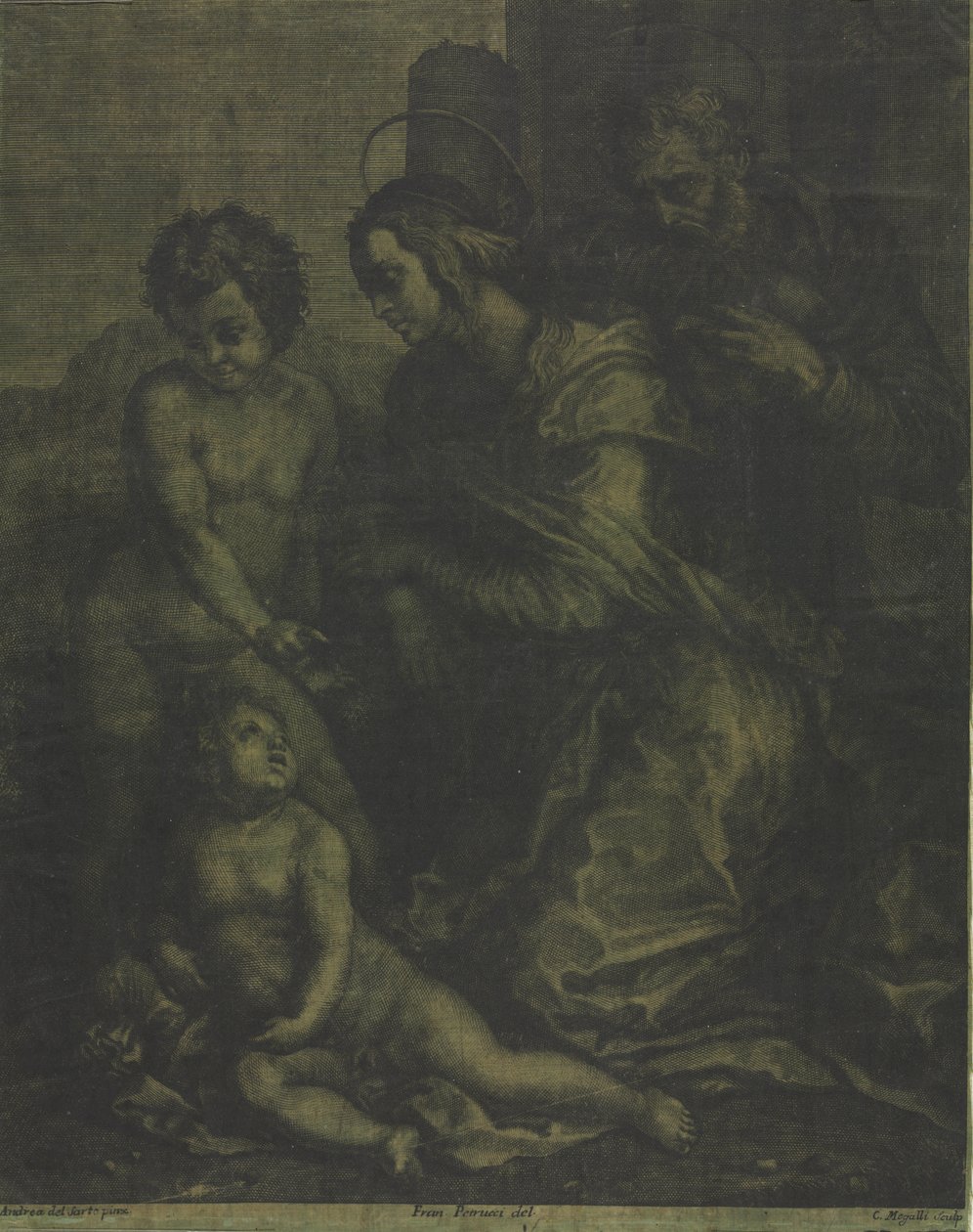 Den hellige familie med Saint John av Cosimo Mogalli