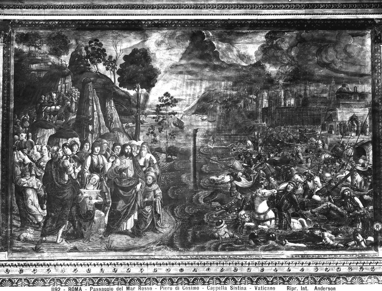 Krysset av Rødehavet, fra Det sixtinske kapell av Cosimo Rosselli
