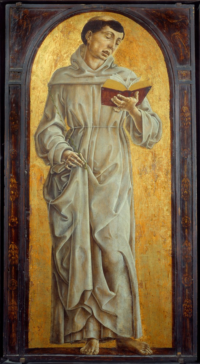 Sankt Antonius av Padua leser (san antonio di padova) Tremaleri av Cosme Tura (1430-1495) Søn. 0,71x0,31 m av Cosimo Tura