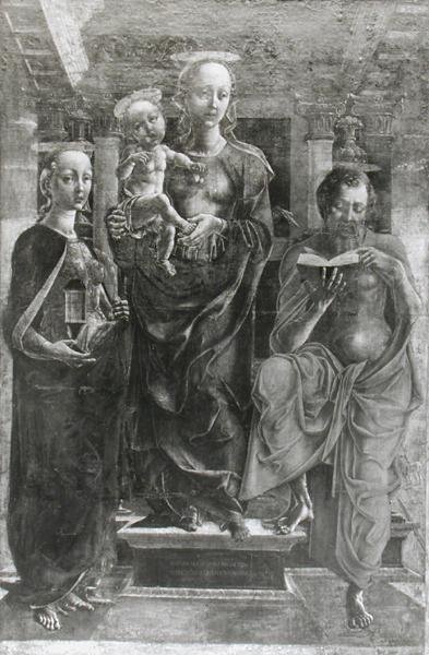 Jomfruen og barnet med Maria Magdalena og St. Hieronymus av Cosimo Tura