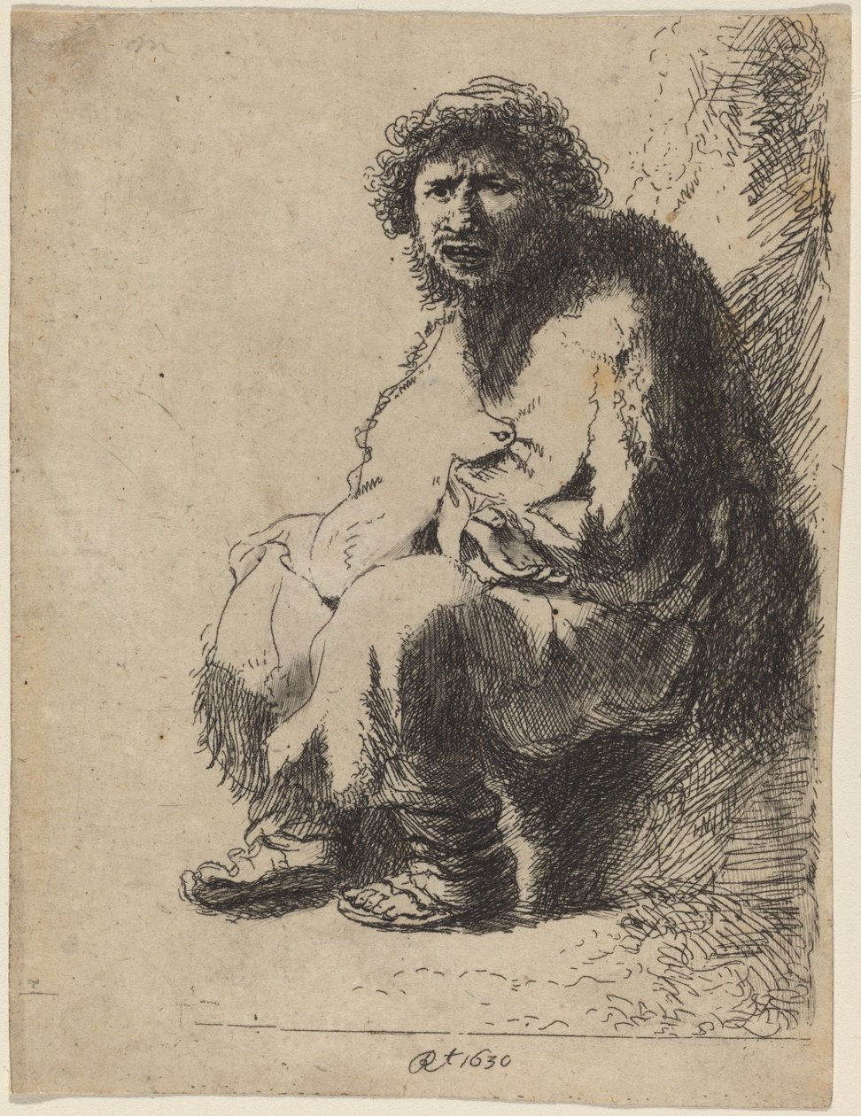 Tigger sitter på en bank av Costantino Cumano after Rembrandt van Rijn