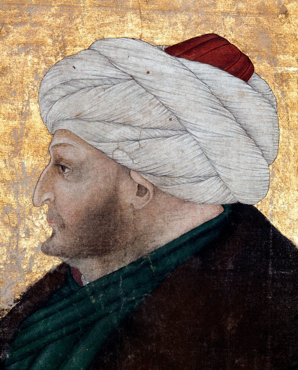 Portrett av den osmanske sultanen Mehmet II (Mehmed II erobreren eller Muhammad II Fatih) (1430-1481) Maleri av miniaturisten Costanzo da Ferrara (ca. 1450 rundt 1524). Detalj. Topkapi Sarayi Museum Library Istanbul av Costanzo da Ferrara