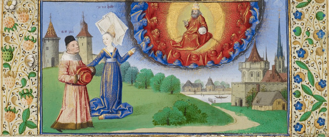 Filosofi som instruerer Boethius om Guds rolle, ca 1465 av Coëtivy Master