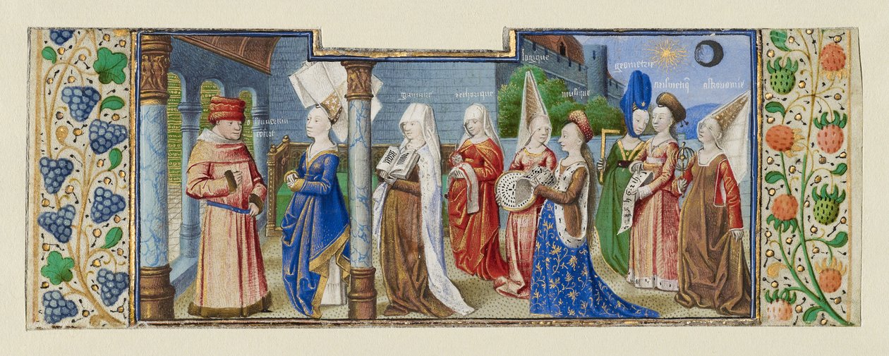 Filosofi som presenterer de syv liberale kunstene for Boethius, ca 1465 av Coëtivy Master