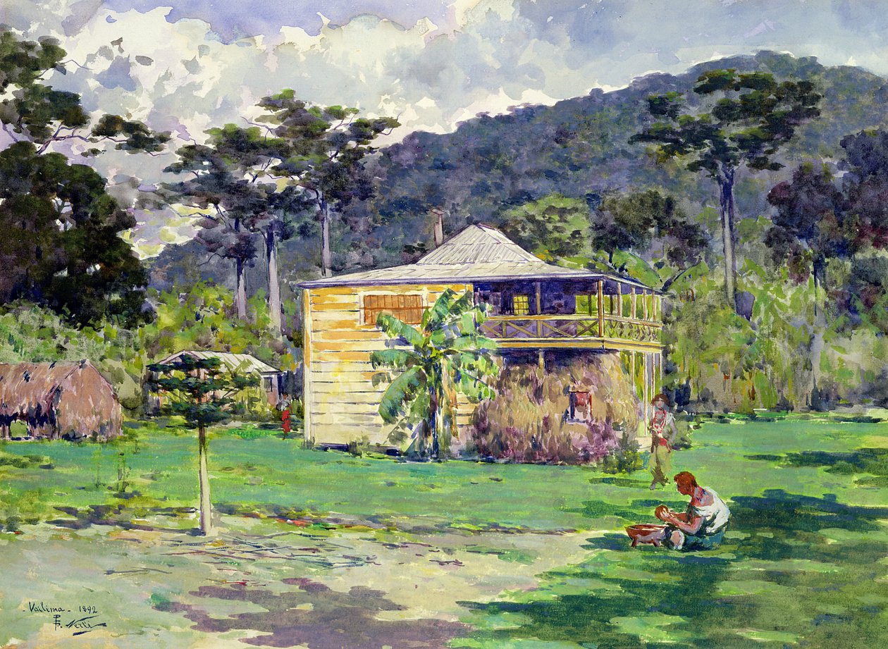 Vailima, 1892, hjemmet til Robert Louis Stevenson på Samoa av Count Girolamo Pieri Nerli