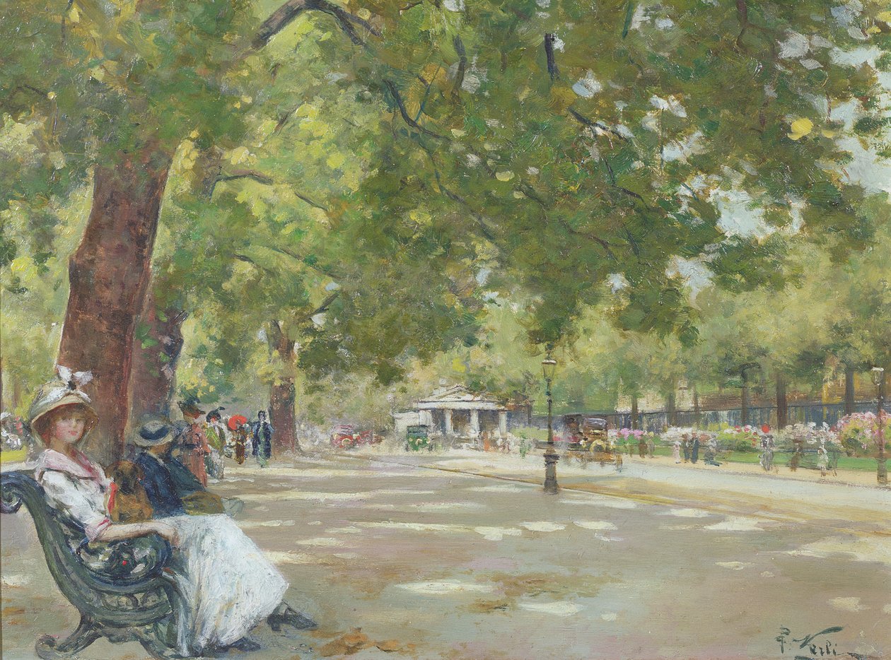 Elegant Figures, Rotten Row, Hyde Park, London (olje på lerret) av Count Girolamo Pieri Nerli
