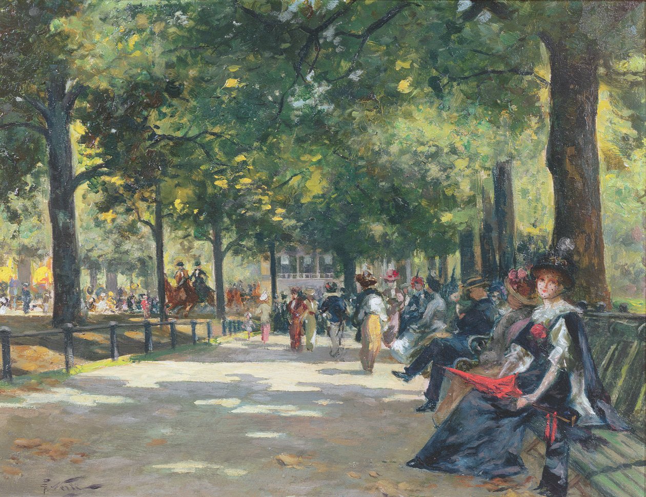 Elegante figurer, Rotten Row, Hyde Park, London av Count Girolamo Pieri Nerli