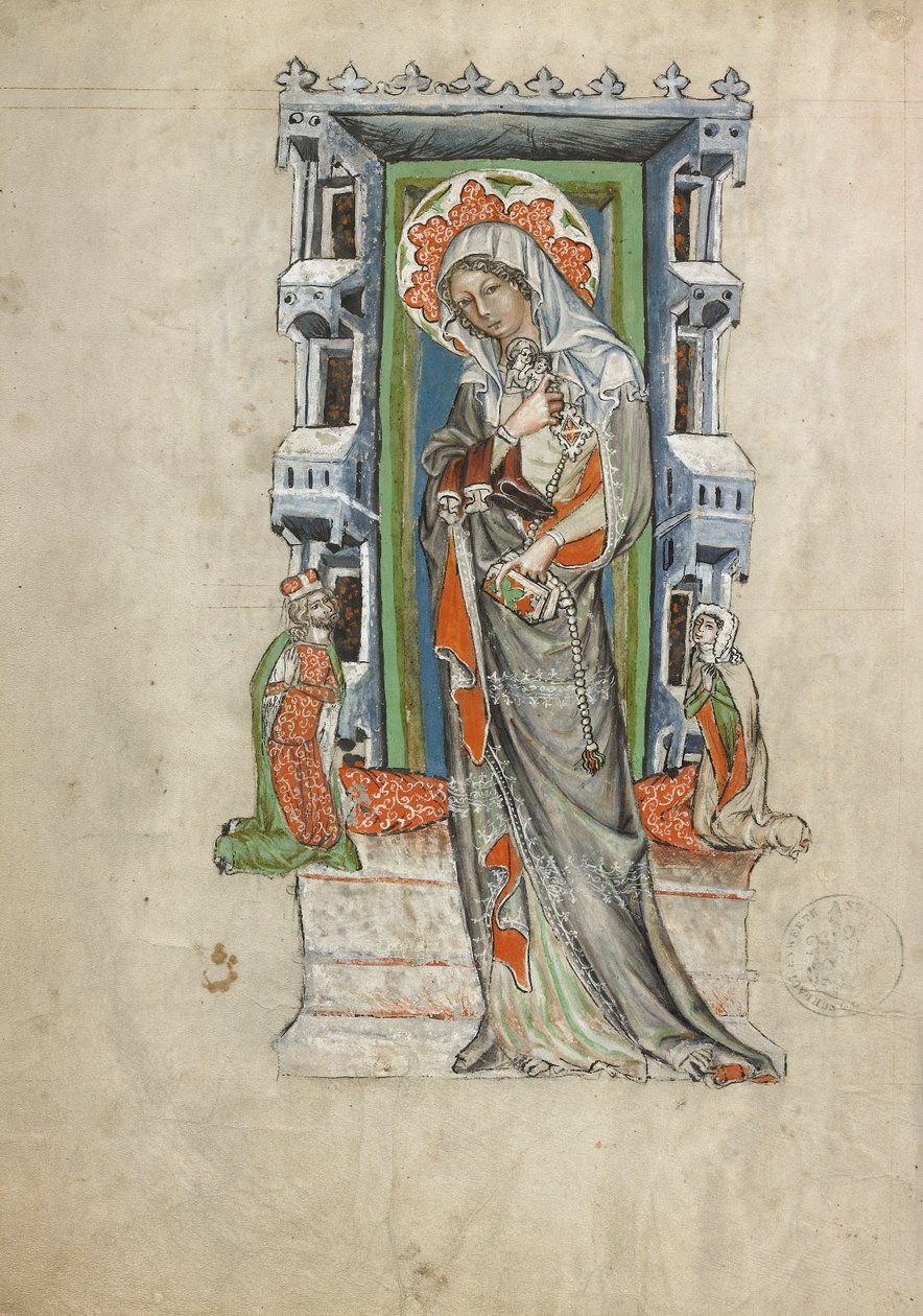 Den hellige Hedwig av Schlesien med hertug Ludwig I av Liegnitz og Brieg og hertuginne Agnes av Court workshop of Duke Ludwig I of Liegnitz and Brieg