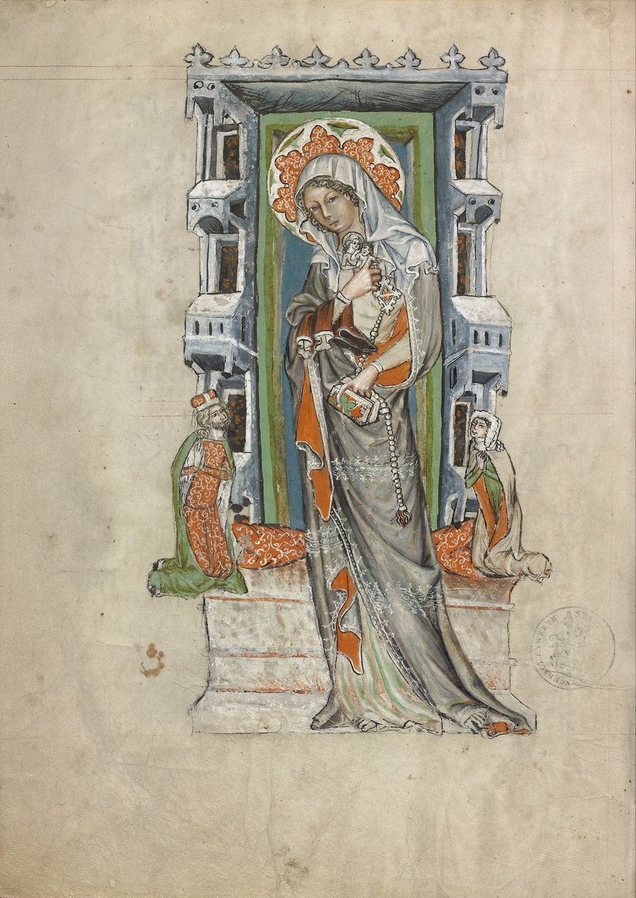 Den hellige Hedwig av Schlesien med hertug Ludwig av Legnica og Brieg og hertuginne Agnés av Court workshop of Duke Ludwig I of Liegnitz and Brieg