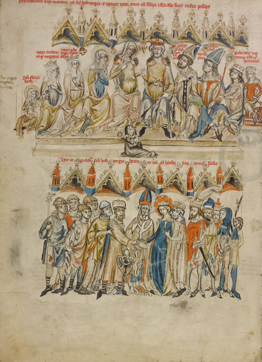 Familien til Berthold VI; Ekteskapet til Hedwig og Heinrich av Court workshop of Duke Ludwig I of Liegnitz and Brieg
