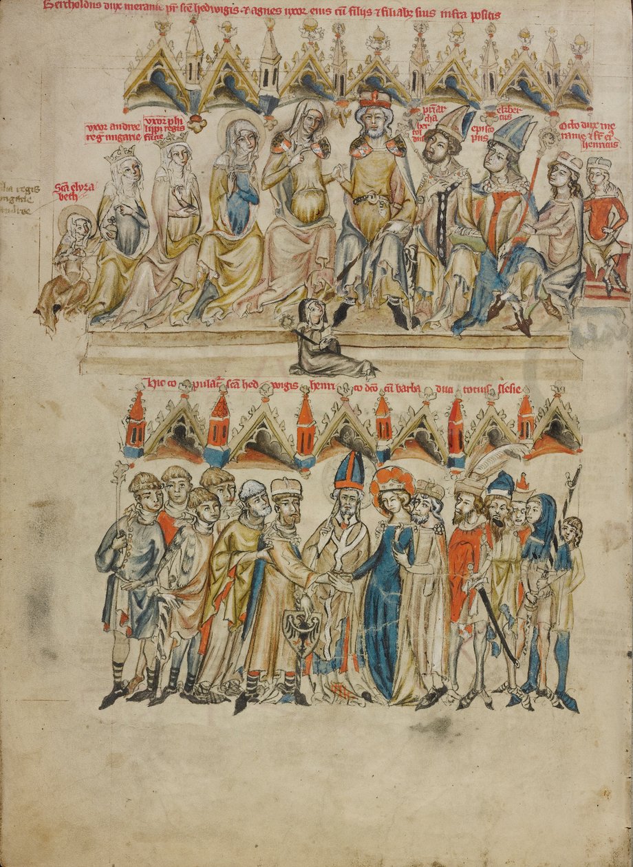 Familien til Berthold VI; Ekteskapet til Saint Hedwig og Heinrich av Court workshop of Duke Ludwig I of Liegnitz and Brieg