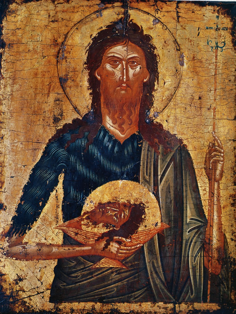 Ikon for St. John the Forerunner (tempera på panel) av Cretan School