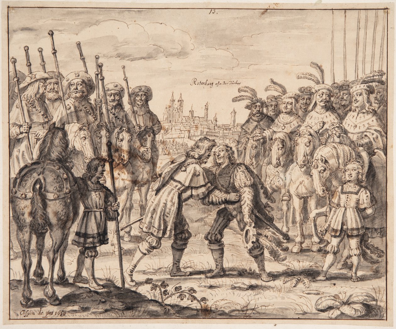 Christian I møter prins Maximilian ved Rothenburg ob der Tauber i 1474 av Crispijn de Passe