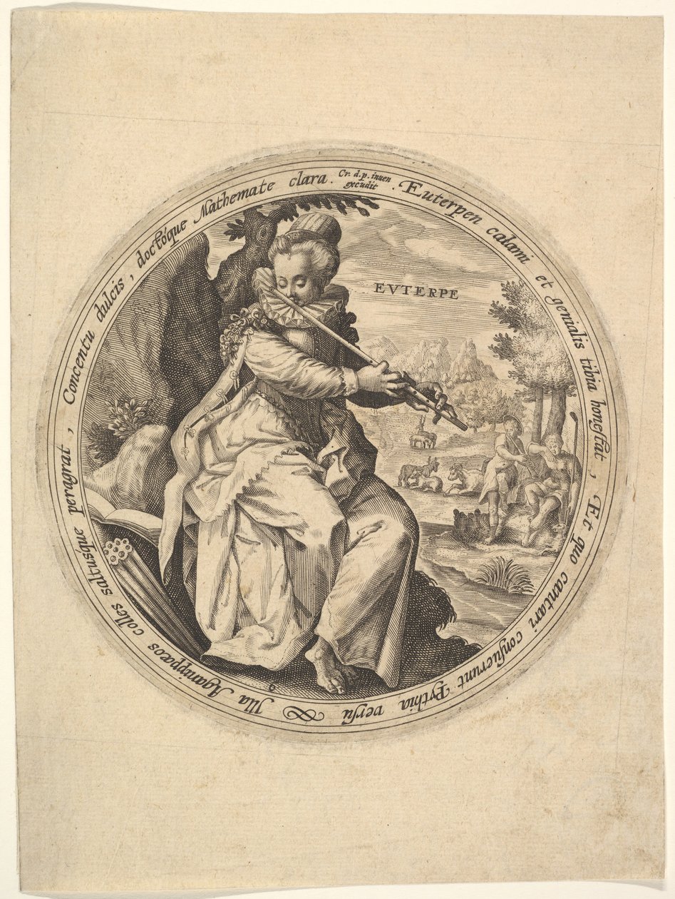 Euterpe, fra The Muses. av Crispijn de Passe I