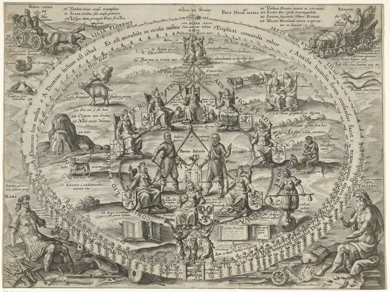 Allegori om enhet i republikken under våpenhvilen, 1609 Victoriae Premium (tittel på objekt) av Crispijn van de Passe (I)