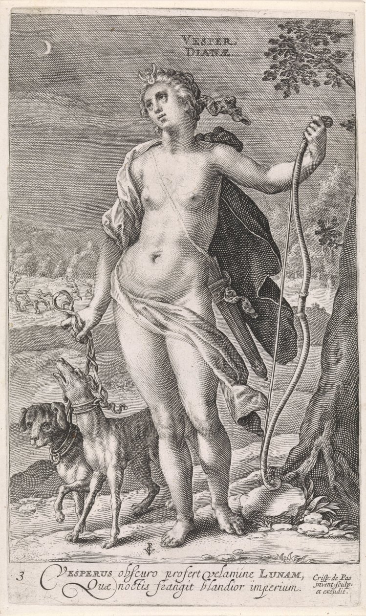 Kveld Vesper Dianæ (tittel på objekt) De fire ganger på dagen (serietittel) av Crispijn van de Passe (I)